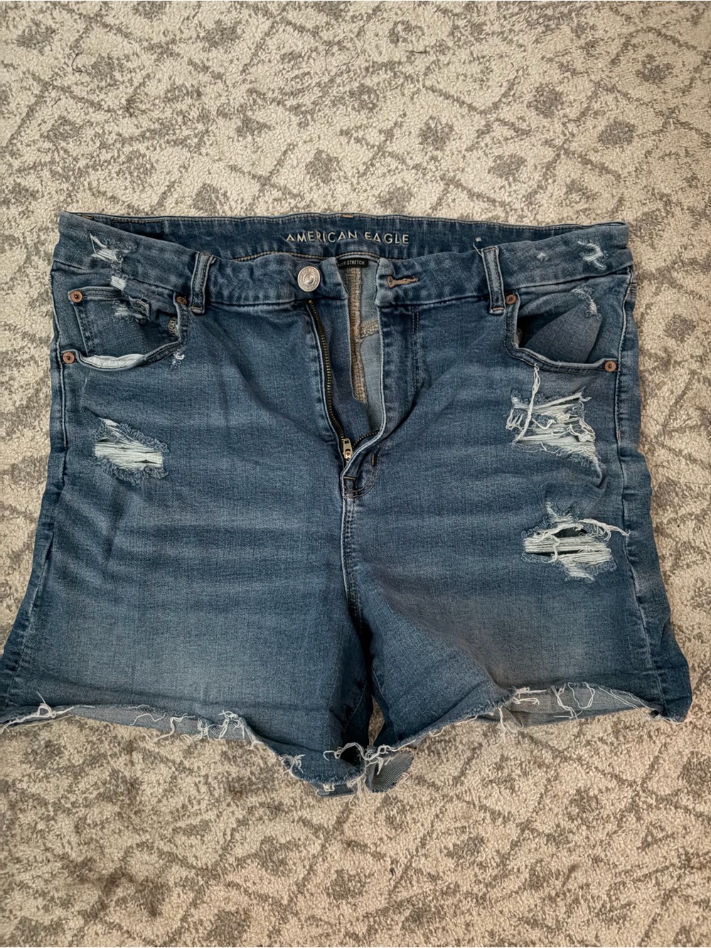 American Eagle Outfitters Distressed Dark Blue Denim Cutoff Shorts